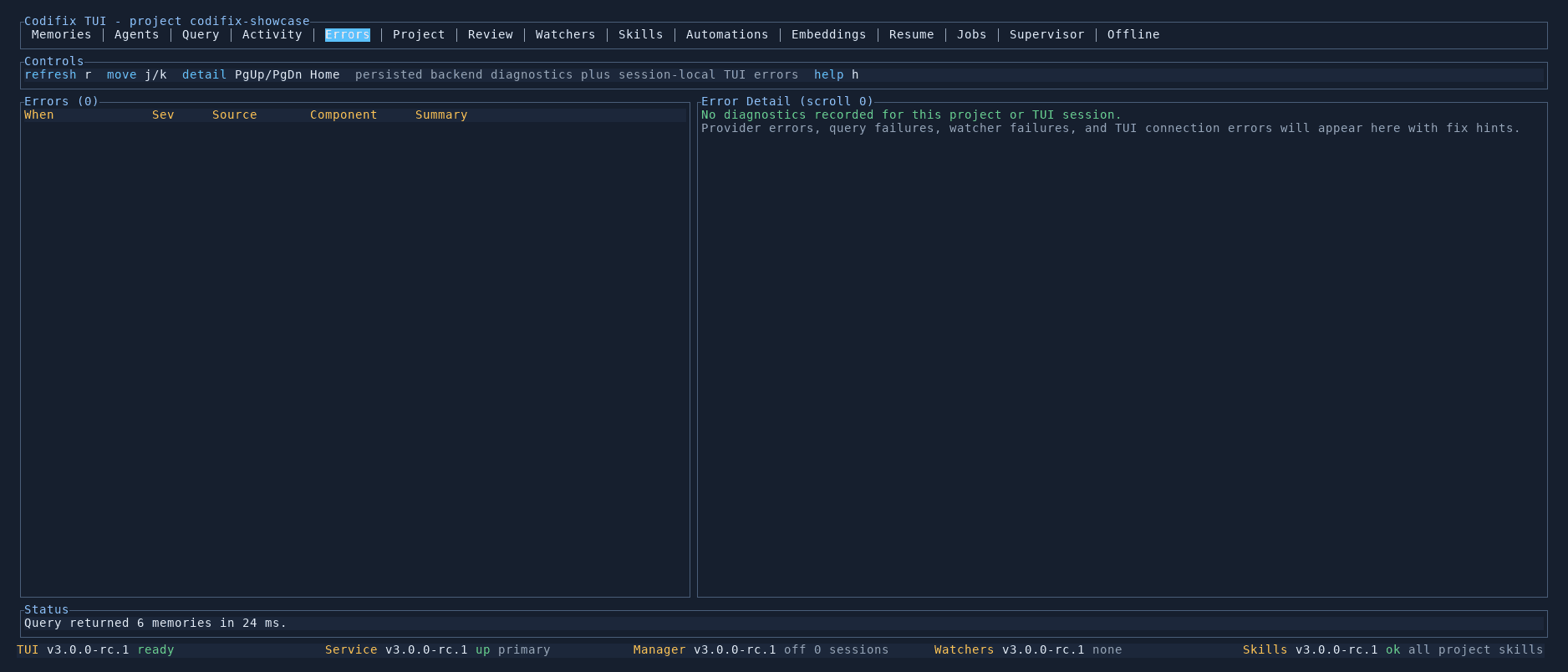 Actionable error diagnostics in the TUI